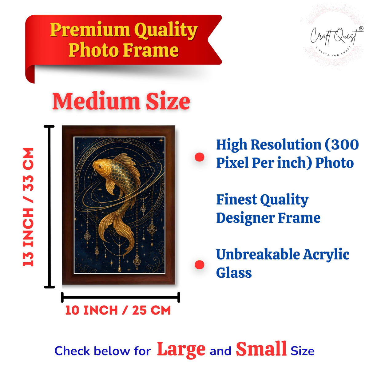 CRAFT QUEST Vastu Fishes Painting With Floating Photo Frame Home Office Wall Decor | Paintings for Home Decoration, Living room, Bedroom and Office Décor