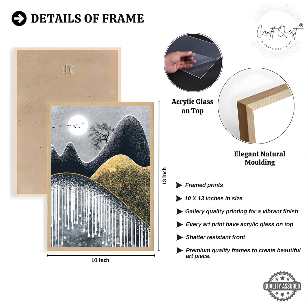 CRAFT QUEST Abstract Art Geometric Figures Decorative Murals | Set of 3 Frames for Home Decoration | Ideal for Living Room, Bedroom & Offices