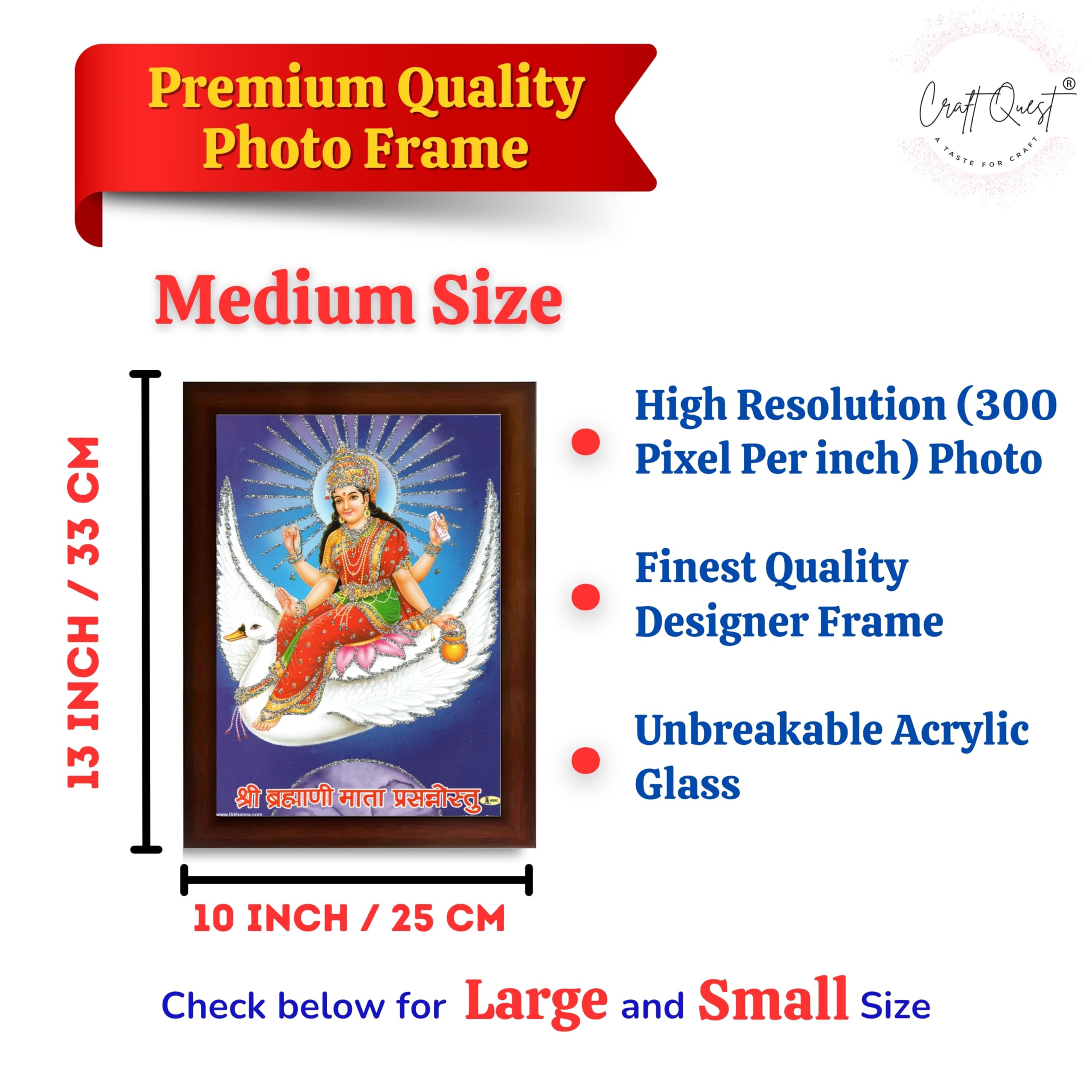 CRAFT QUEST Brahmani Maa Mata Mataji Wall Painting Framed Home Decor wooden framed