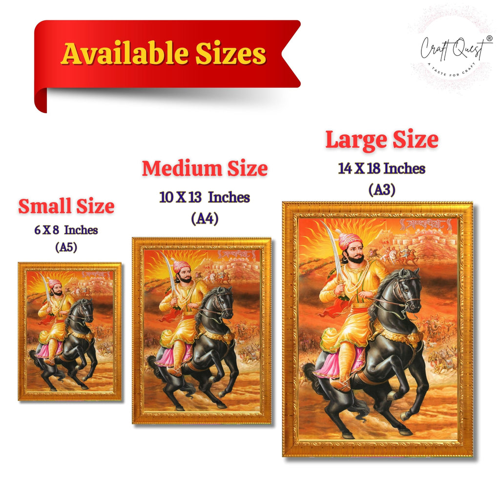 CRAFT QUEST Chattrapati Shivaji Maharaj Wall Photo Frame With Acrylic Sheet | For Living, Pooja Room | Home Decoration Item | Best Gifting Option
