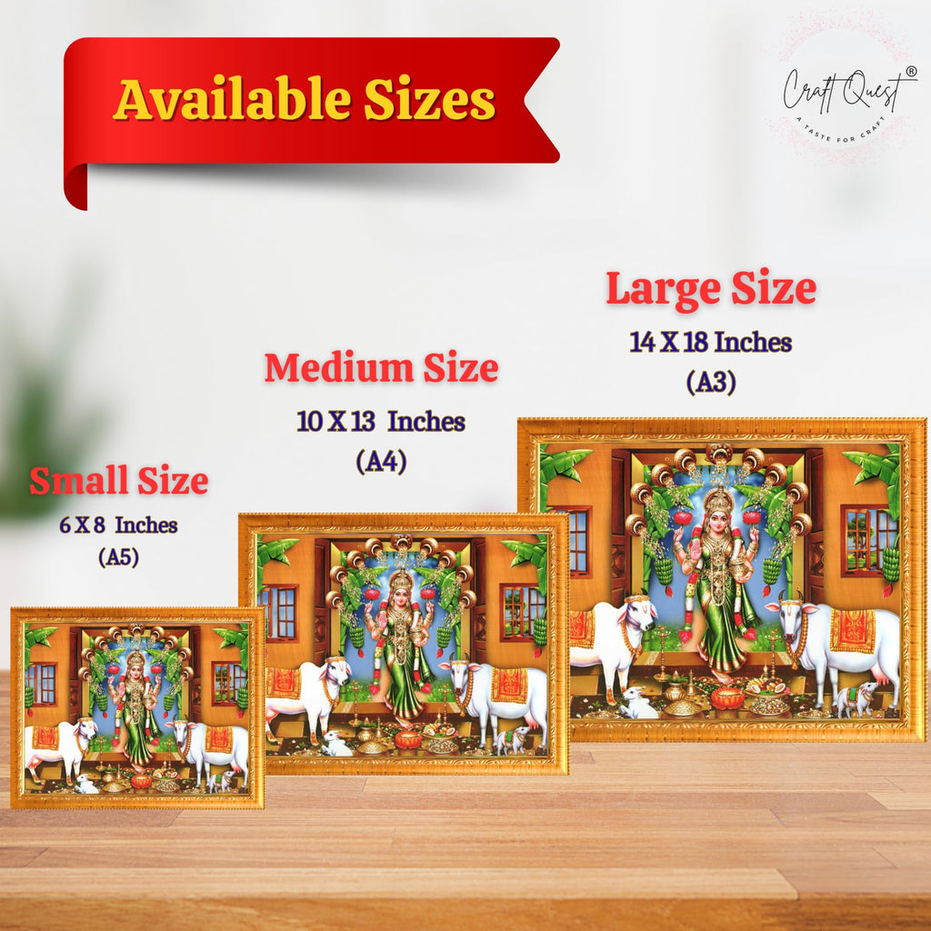 CRAFT QUEST Goddess Lakshmi Mata Wall Painting Photo Framed | Acrylic Glass, Lightweight | Ideal for Home, Office, Temple & Puja Room, Wall Decor