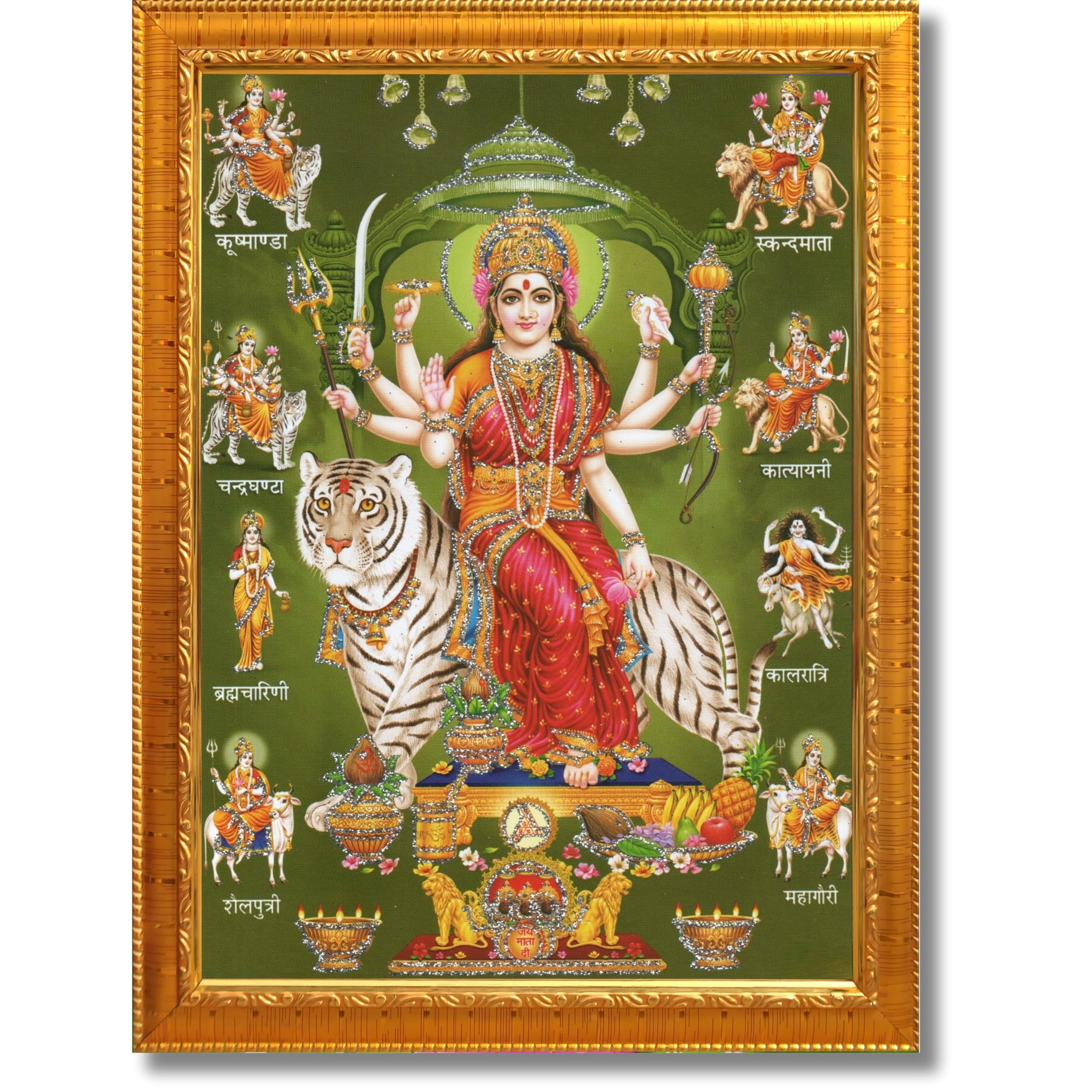 CRAFT QUEST Durga Maa Nav Navadurga Navdurga Wall Painting Framed Home Decor Items