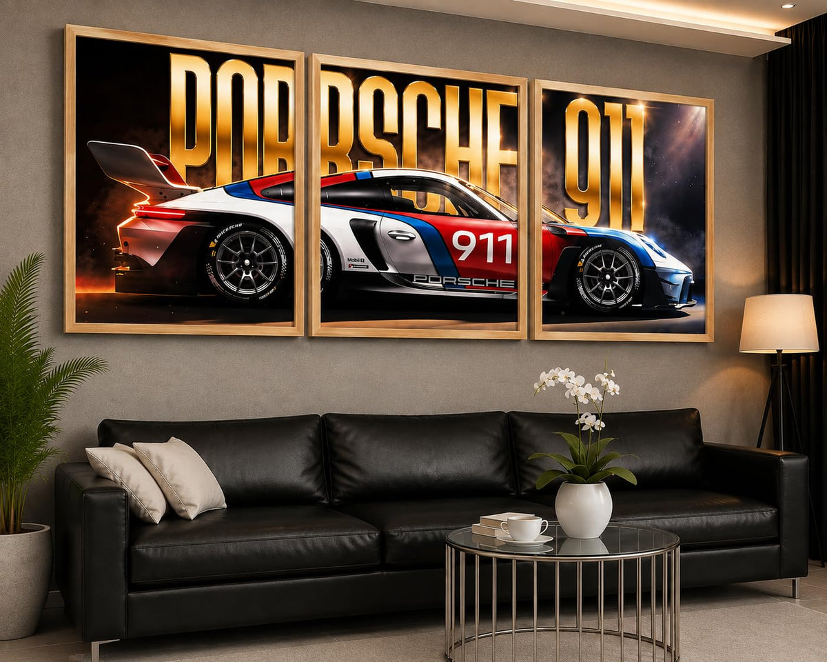 VENUXE ARTS Set Of 3 Big Sports Cars Framed Posters Gift Items for Boys Room Wall Decoration Bedroom Living Room Office Studio Décor | Car Poster Frame for Wall Décor