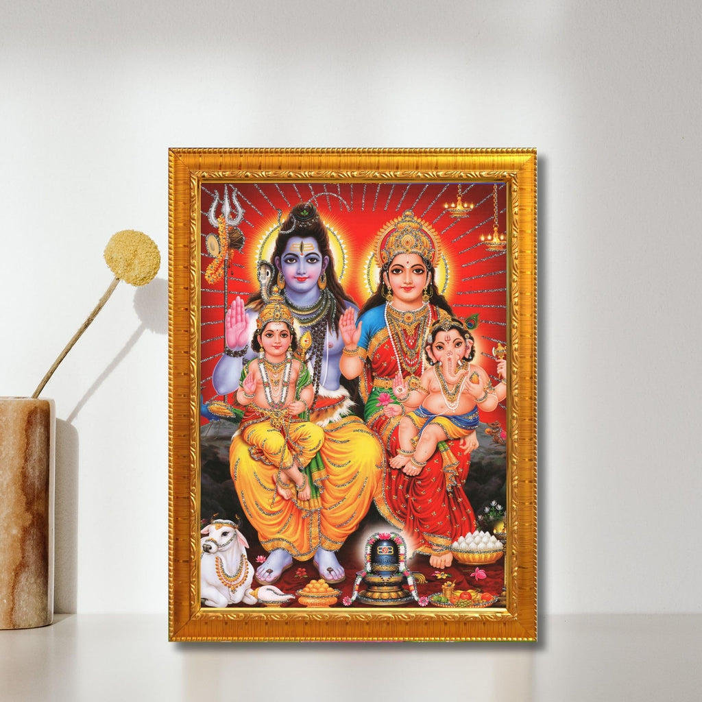 CRAFT QUEST Shiv Parivar Religious Wood Photo Frame with Acrylic glass