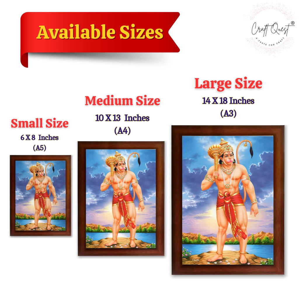 CRAFT QUEST Bajrang Bali Hanuman Ji Photo Frame | Acrylic Glass, Lightweight & Waterproof | Ideal for Home, Office, Temple & Puja Room Wall Decor