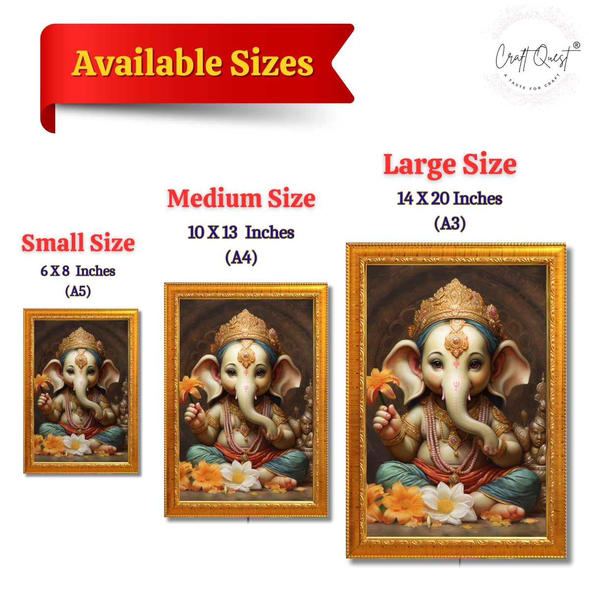 CRAFT QUEST Lord Ganesha Ganpati ji Abstract Modern Wall Painting With Frame For Home and Office Décor
