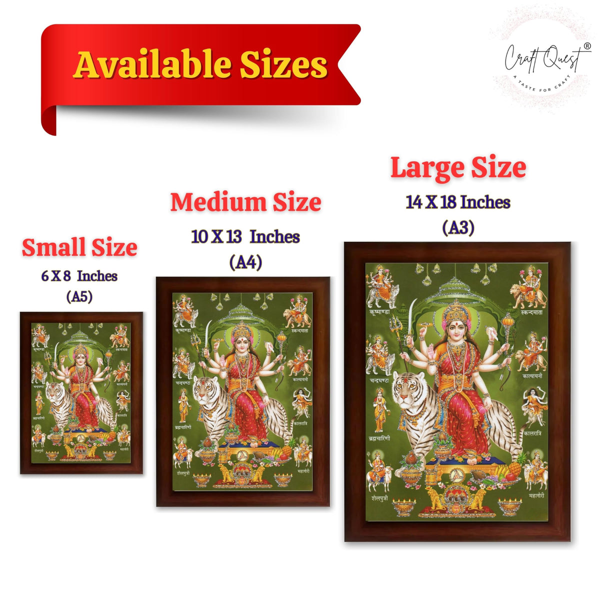 CRAFT QUEST Durga Maa Nav Navadurga Navdurga Wall Painting Framed Home Decor Items