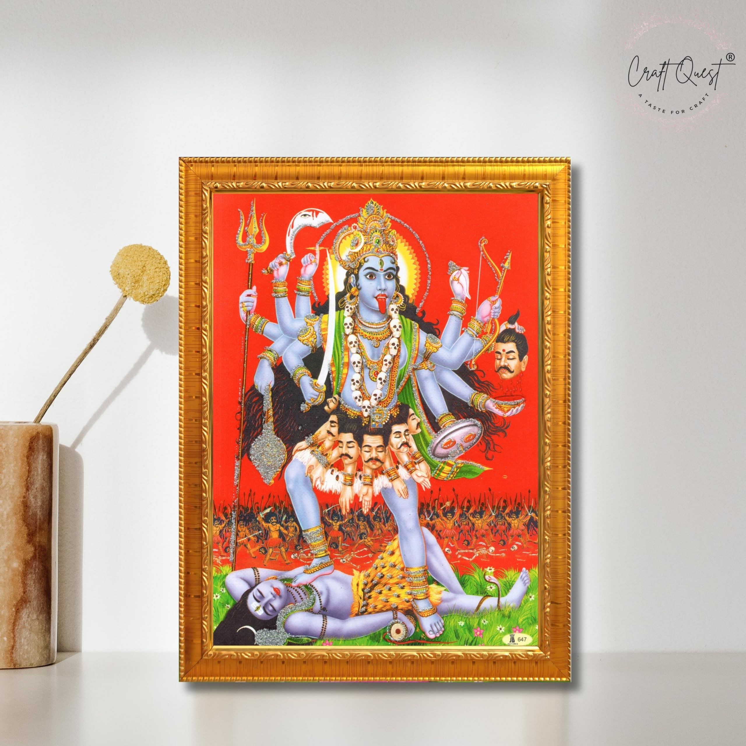 CRAFT QUEST Maha Kali Mata Ji Mahakali Shiv Shiva Wall Painting Framed Home Decor