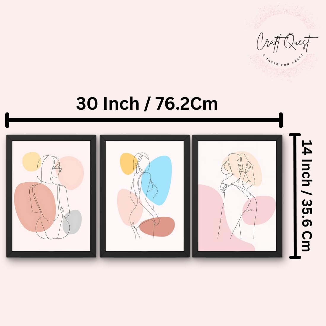 CRAFT QUEST Set of 3 Sexy Art Prints | EROTIC Wall Art & Pop Art Wall Decor & Painting, Wall Decor & Poster | Makeup Room Decor Framed (10 X 14 Inches)