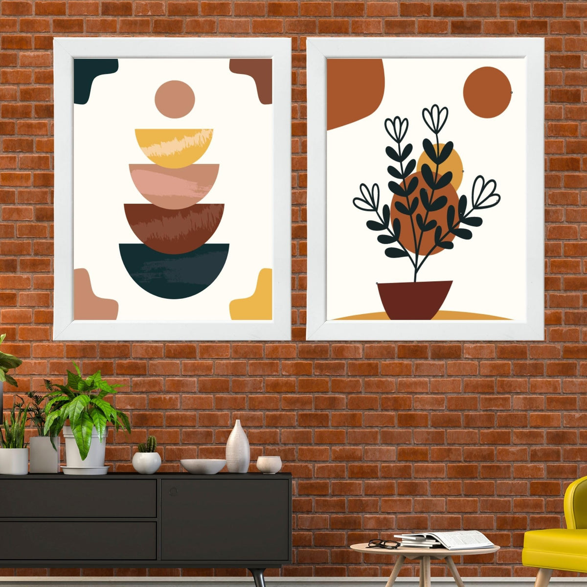 CRAFT QUEST Wall Art Decor Paintings | Set of 2 Wall Art Frames for Home Decoration | Ideal for Living Room, Bedroom & Office (Style 117)