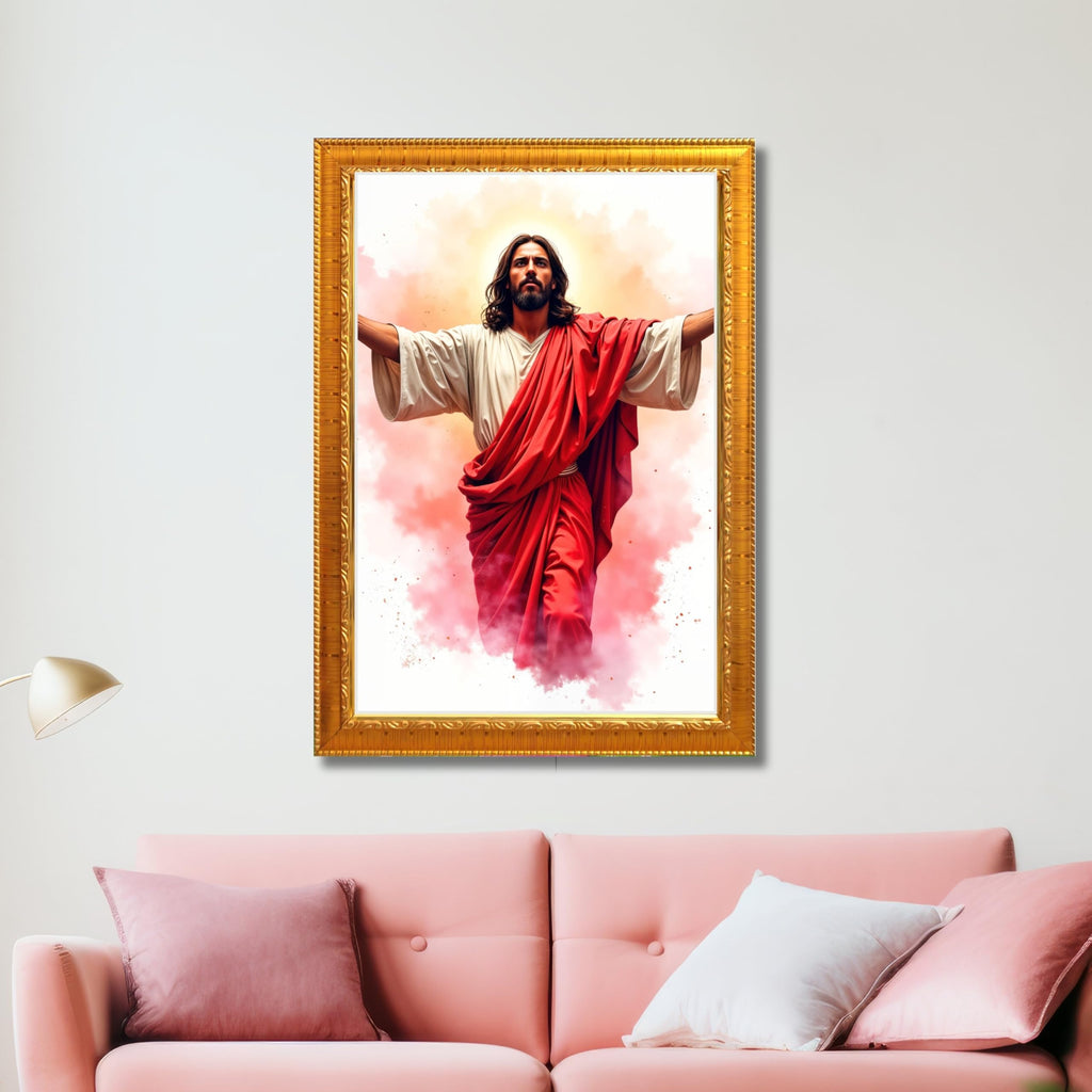 CRAFT QUEST Jesus Christ Photo with Frame, Photo Frame, Jesus Painting, Christian Wall Frames