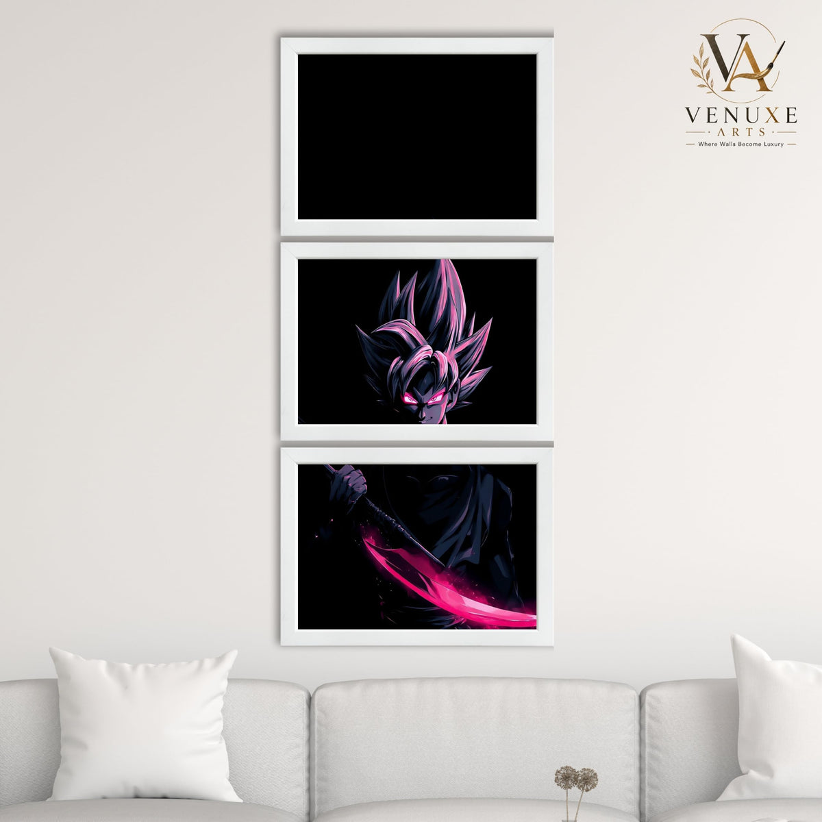 VENUXE ARTS Set Of 3 Anime Characters Wall Framed |Anime Characters Framed Poster for Living Room Bedroom Gaming Room Studio Wall Decor