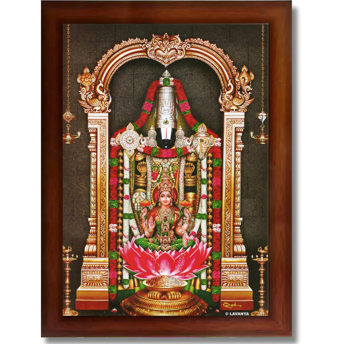 CRAFT QUEST Lord Tirupati Balaji Lakshmi Venkateshwara Swamy Wall Painting Framed, Home, Temple, Pooja, Wall Décor Item