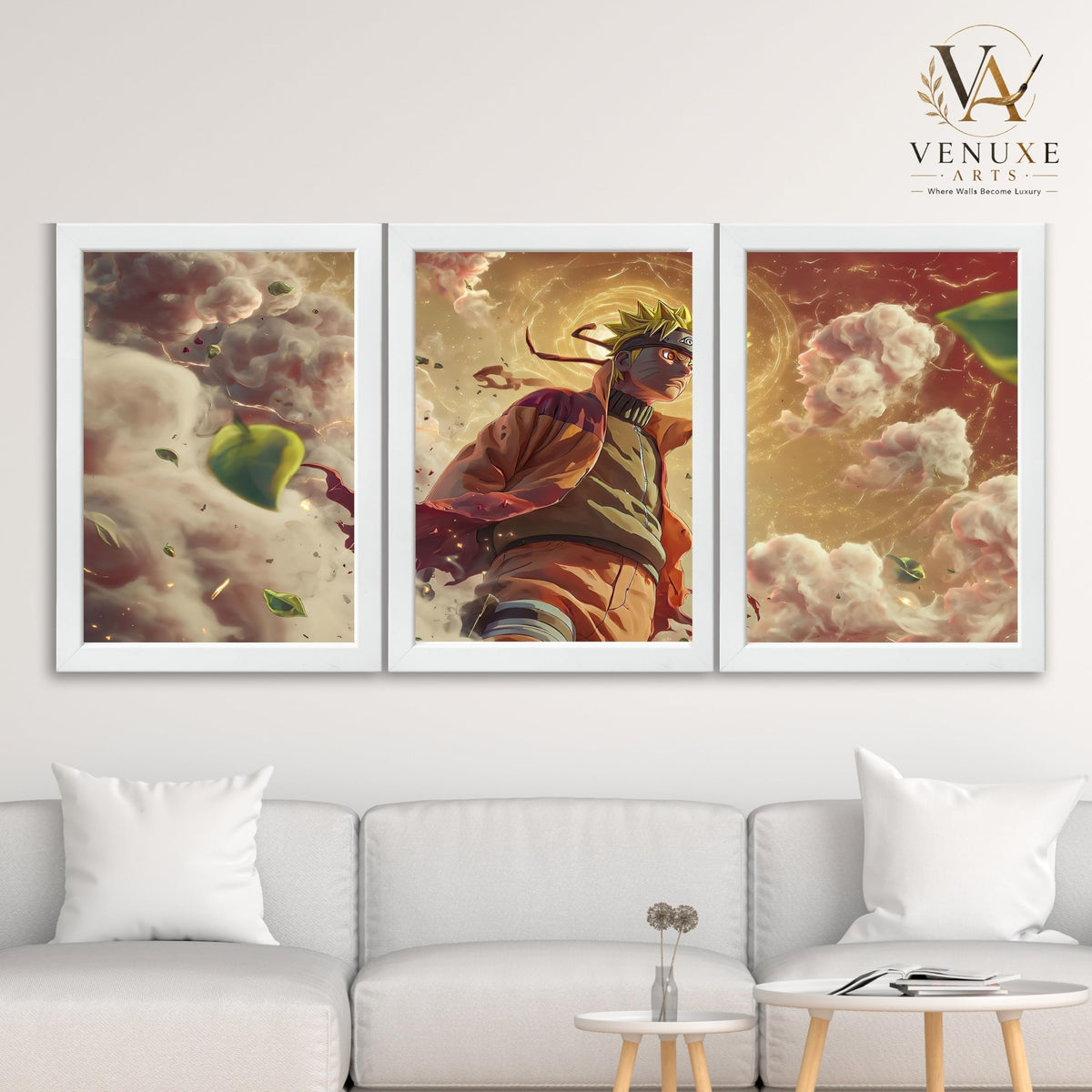 VENUXE ARTS Set Of 3 Anime Characters Wall Framed |Anime Characters Framed Poster for Living Room Bedroom Gaming Room Studio Wall Decor