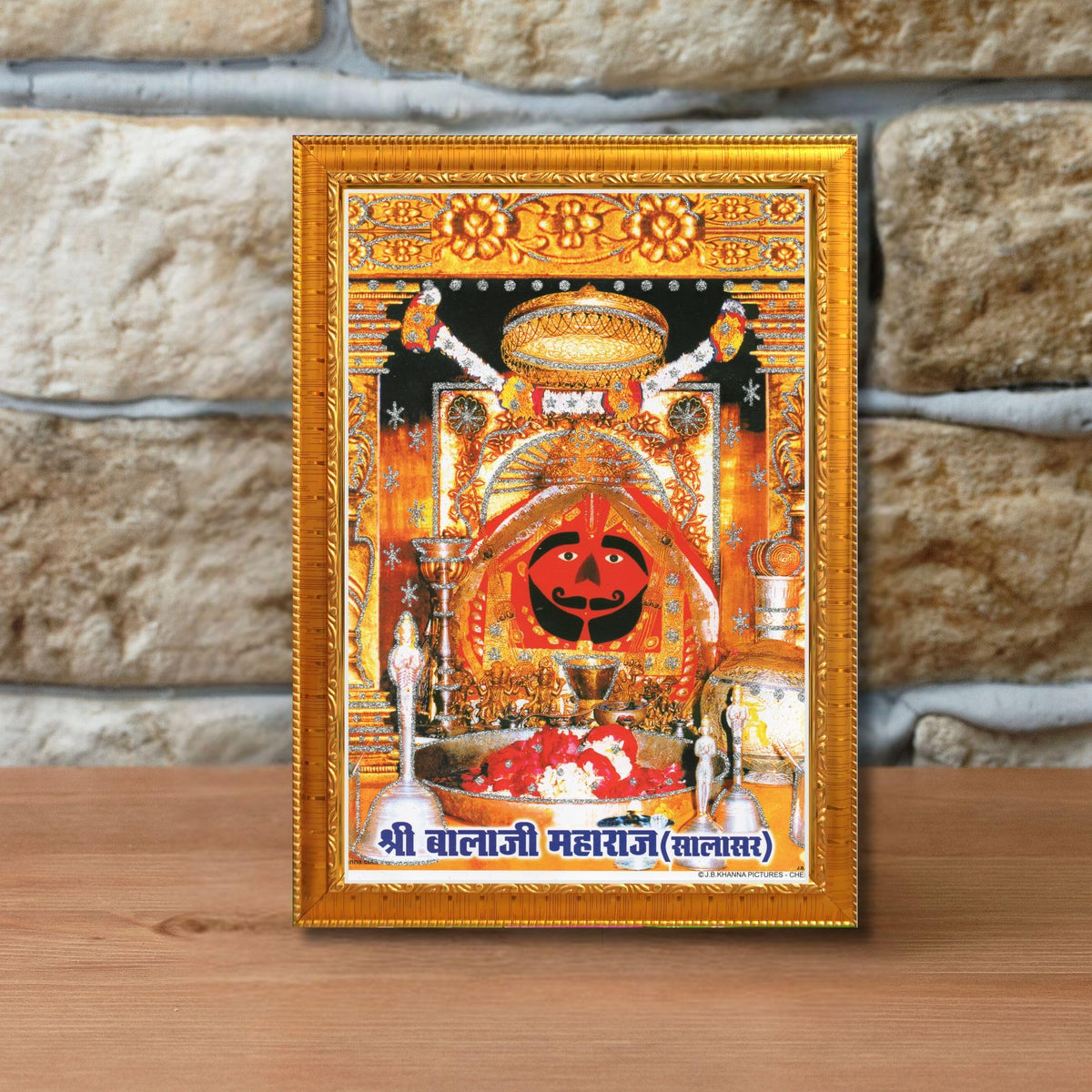 CRAFT QUEST Salasar balaji Hanuman | Bajrangbali Religious Photo with frame for Home Decorative Item Synthetic Wood