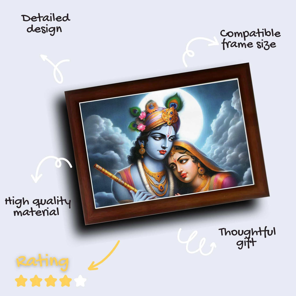 CRAFT QUEST Radha Krishna Art Photo Framed Painting for Home and Bedroom Wall Decoration of Size 14X10 Inches with Frame And Acrylic Glass RK211