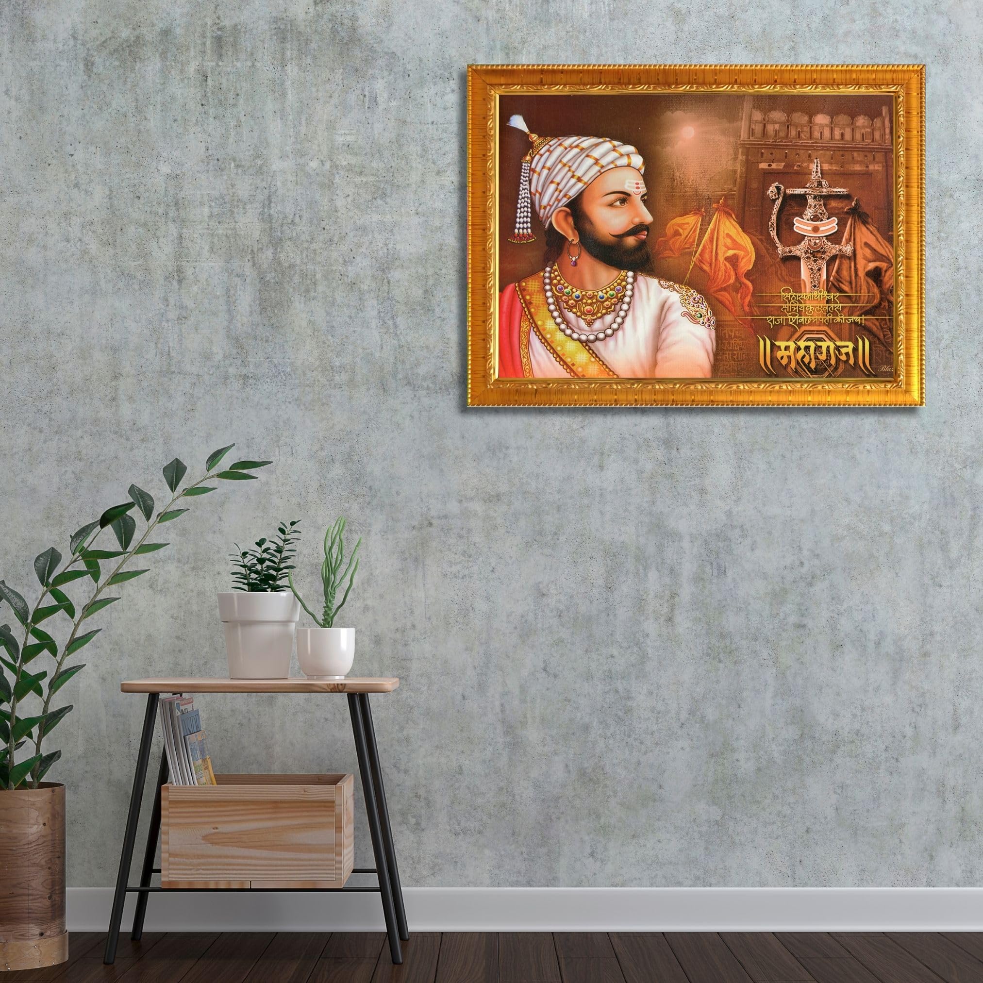 CRAFT QUEST Chhatrapati Shivaji Maharaj photo frame Home Decorative items with synthetic frame