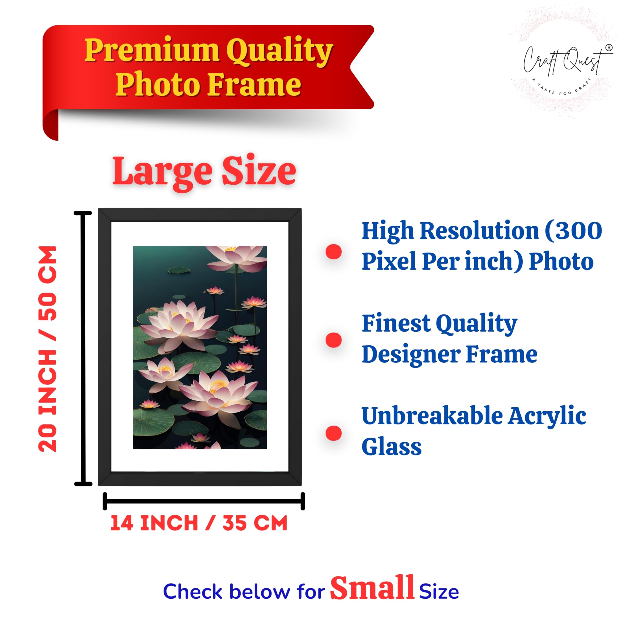 CRAFT QUEST Lotus Photo Frame Wall Vastu,Lotus Flower, Kamal Phool Painting for Vastu | Paintings for Home Decoration, Living room, and Office Décor