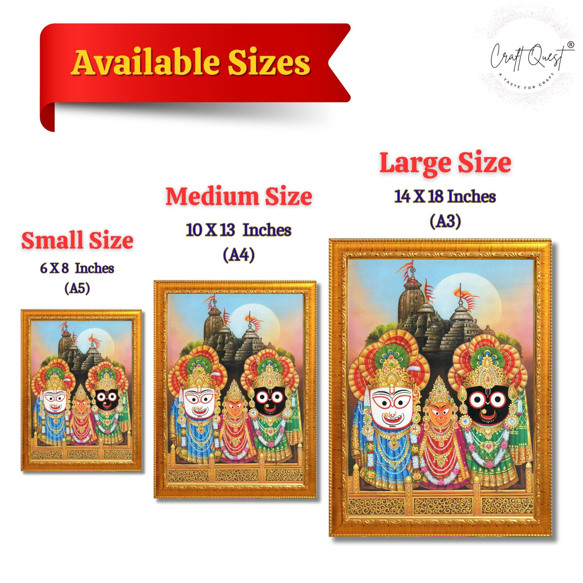 CRAFT QUEST Jagannath Wall Hanging Photo Frame for Pooja Room, Hindu Spiritual Frame for Home, God Temple Decor Gift Item