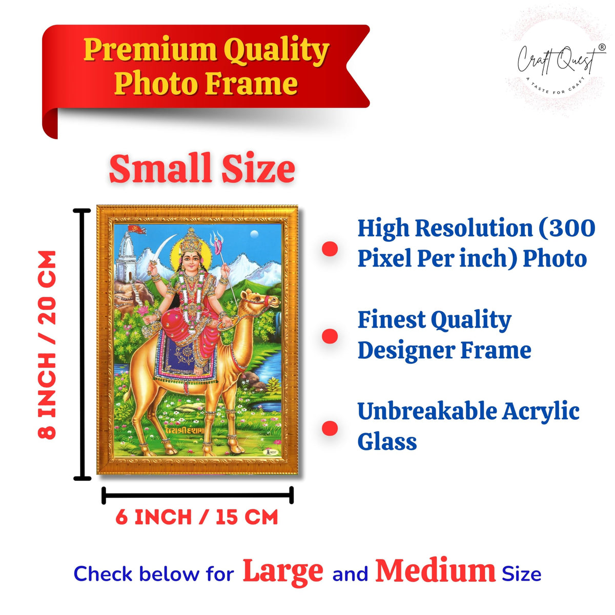 CRAFT QUEST Dasha Devi Mata Maa Shri Momai Dashamaa Wall Painting For Home Decor wooden framed