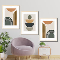 CRAFT QUEST Abstract With Different Shapes | Set of 3 Frames for Home Decoration | Ideal for Living Room, Bedroom & Offices