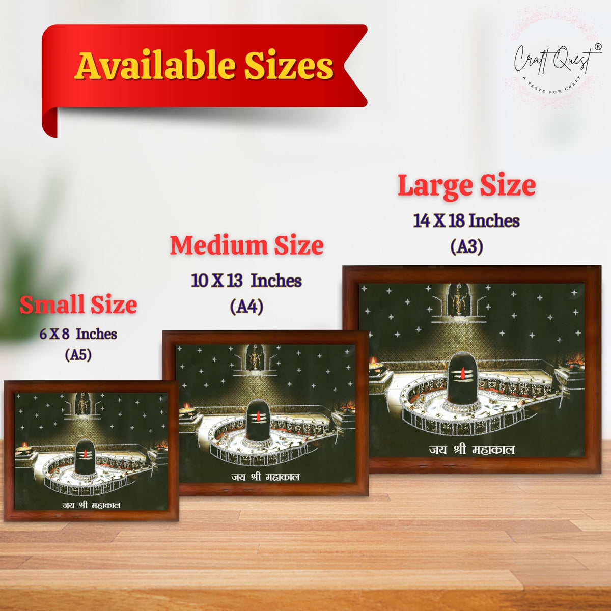 CRAFT QUEST Mahakal Jyotirling Photo With Frame Ujjain Mahakaleshwar Bholenath Photo Frame, Religious Photo Frame