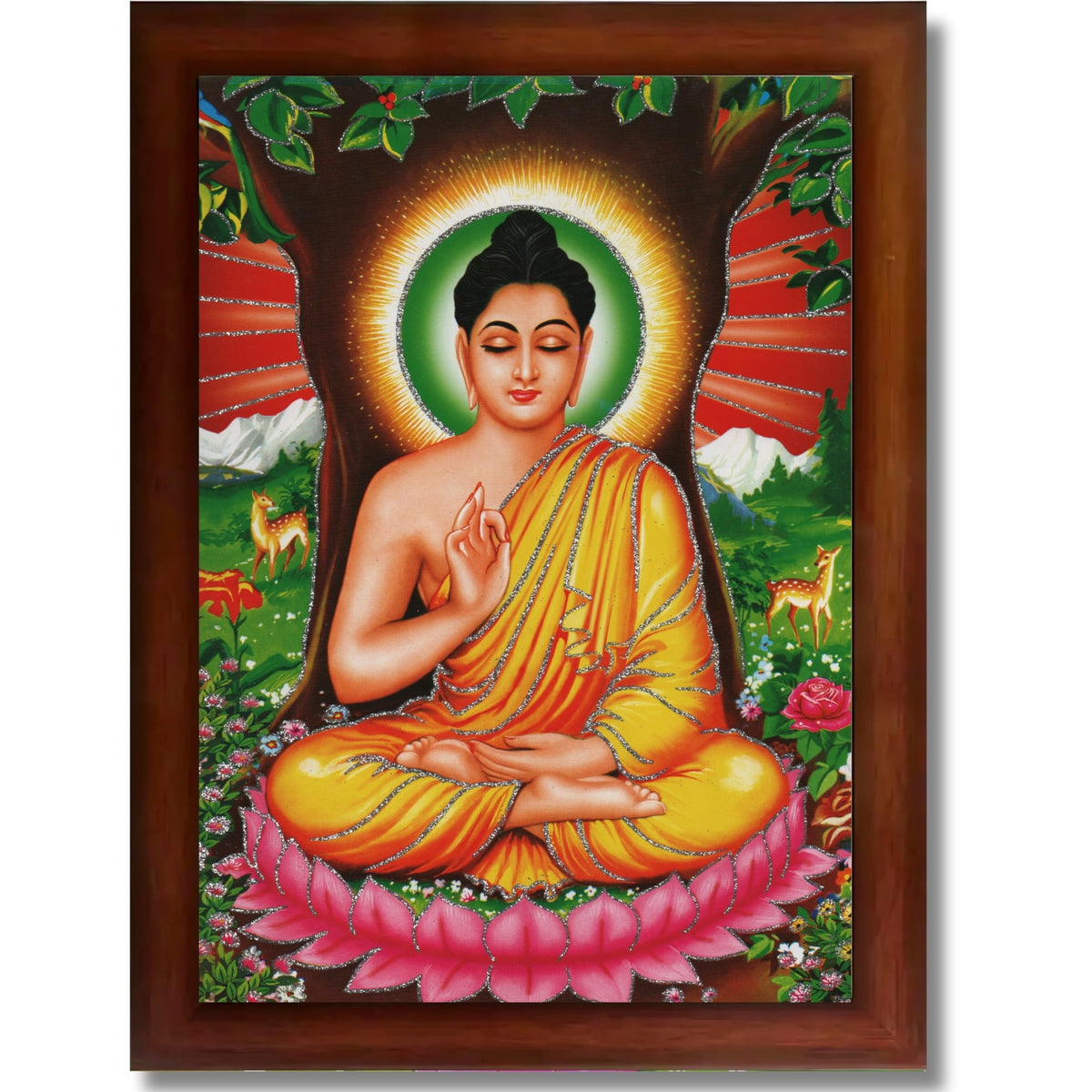 CRAFT QUEST Lord Buddha Photo Frame | Premium HD Spiritual Wall Frame | Peaceful Gautam Buddha Picture for Home Decor, Meditation