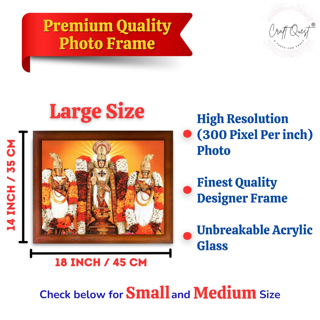 CRAFT QUEST Balaji Lakshmi Padmavati Venkateshwara Swamy Wall Photo Frame For Home, Temple, Pooja, Wall Décor Item