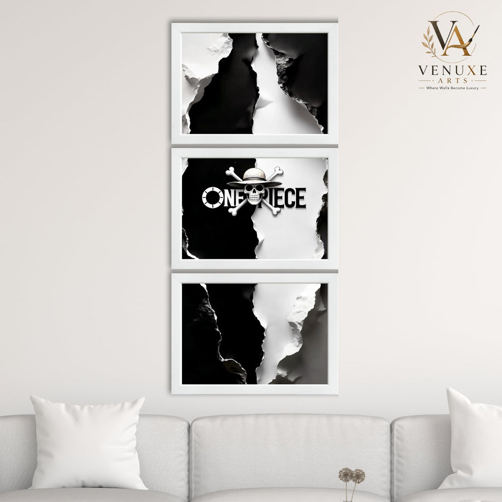 VENUXE ARTS Set Of 3 Anime Characters Wall Framed |Anime Characters Framed Poster for Living Room Bedroom Gaming Room Studio Wall Decor