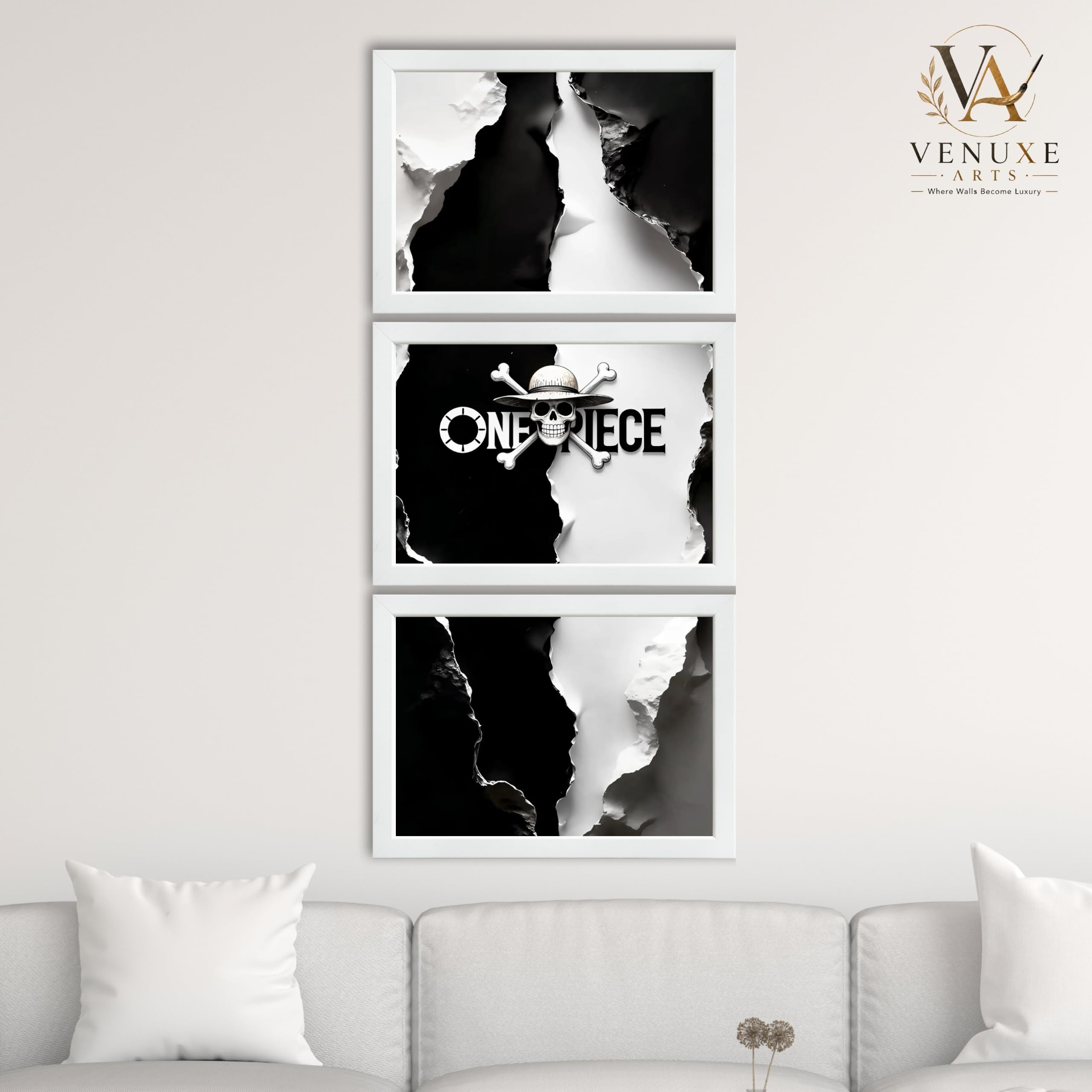 VENUXE ARTS Set Of 3 Anime Characters Wall Framed |Anime Characters Framed Poster for Living Room Bedroom Gaming Room Studio Wall Decor