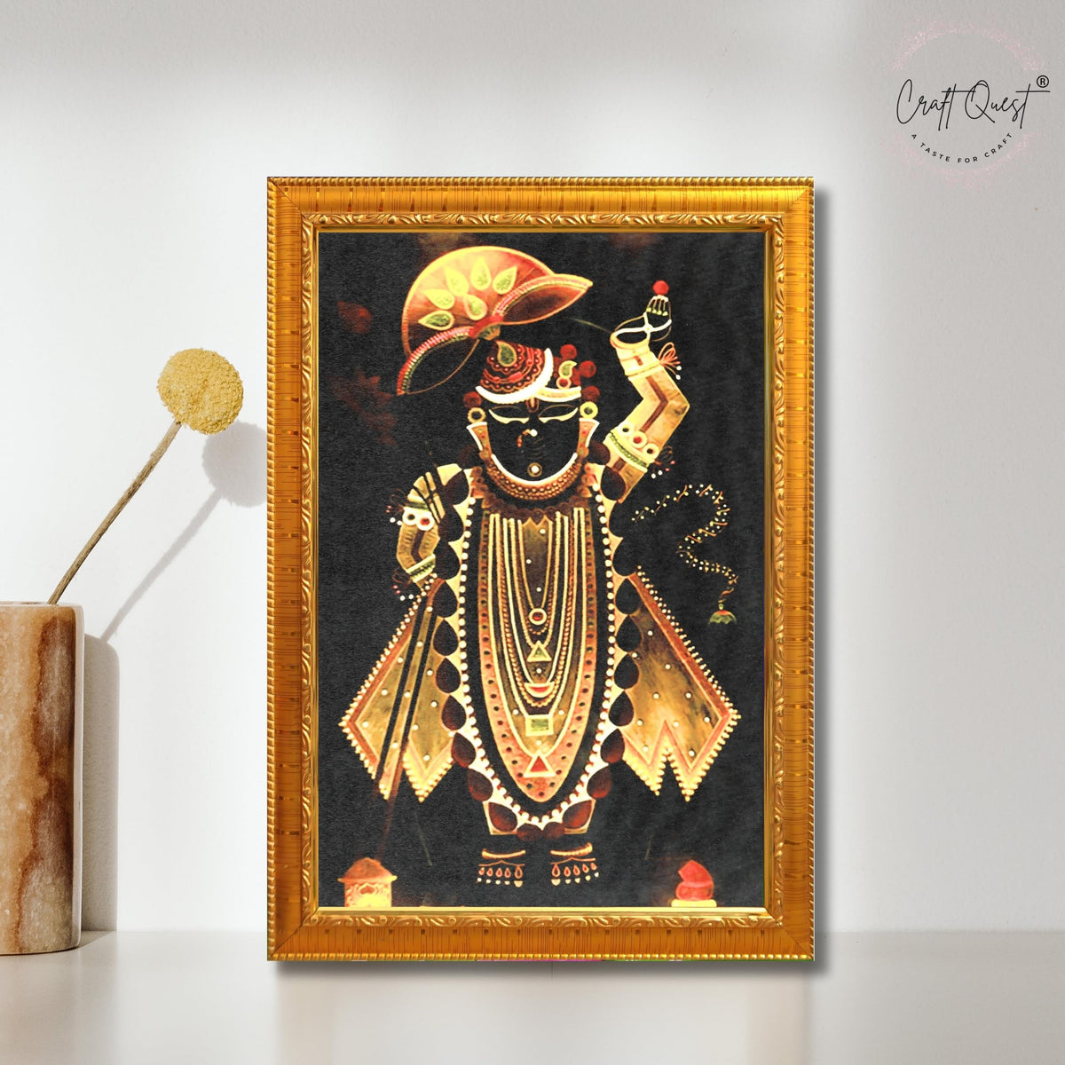 CRAFT QUEST Shreenath ji shree nathaji Photo Frame for Wall Hanging/Gift/Temple/puja Room/Home Decor Frame with Unbreakable Acrylic Glass