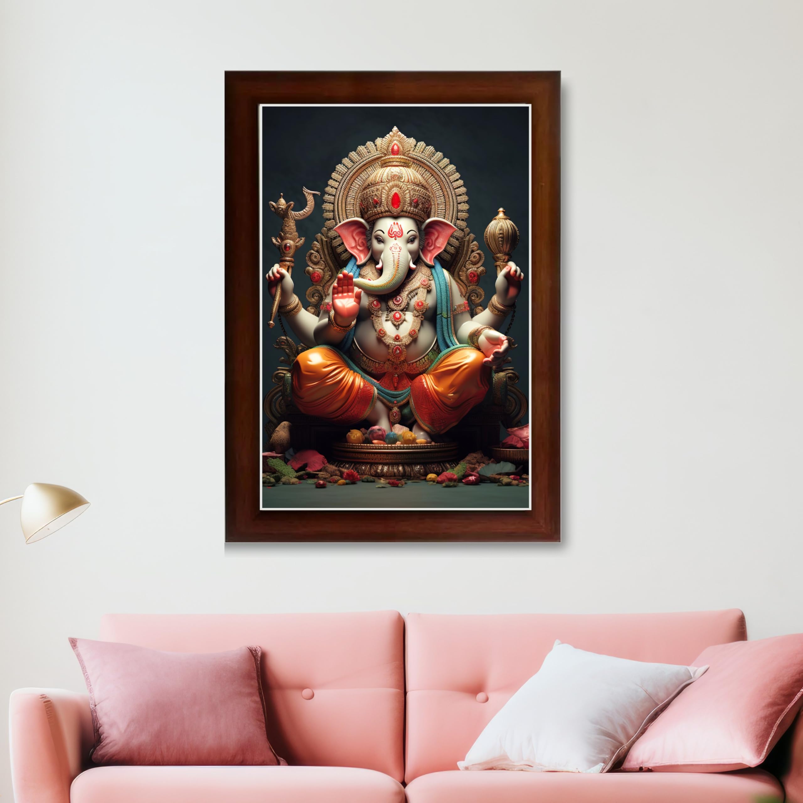 CRAFT QUEST Lord Ganesha Modern Wall Art Painting With Frame For Pooja, Home and Office Decor,