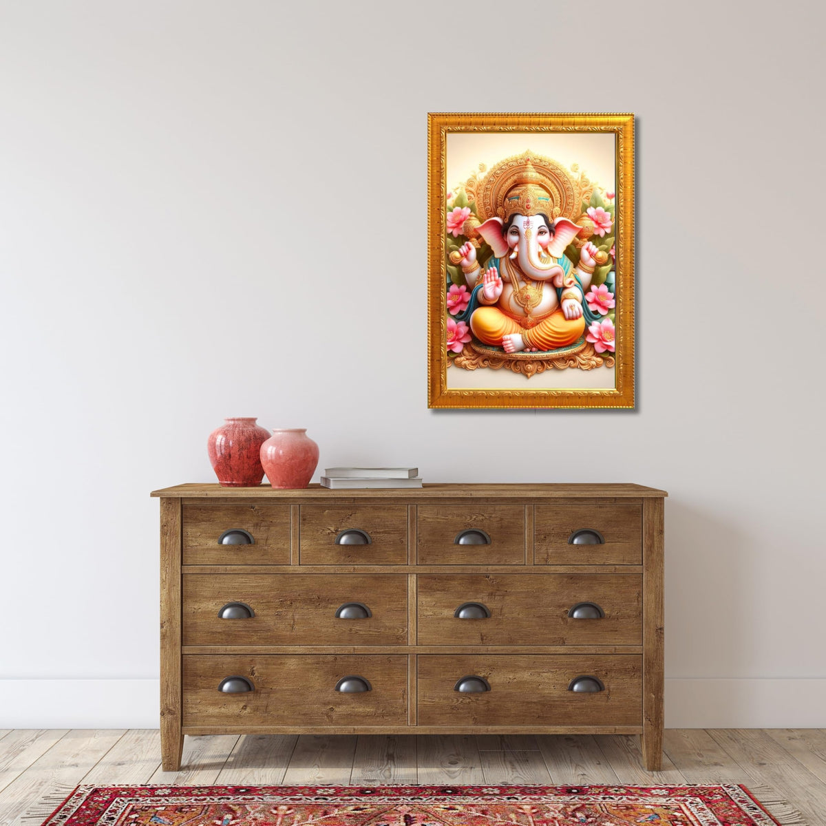 CRAFT QUEST Lord Ganesha Ganpati ji Abstract Modern Wall Painting With Frame For Home and Pooja,Office Décor Items