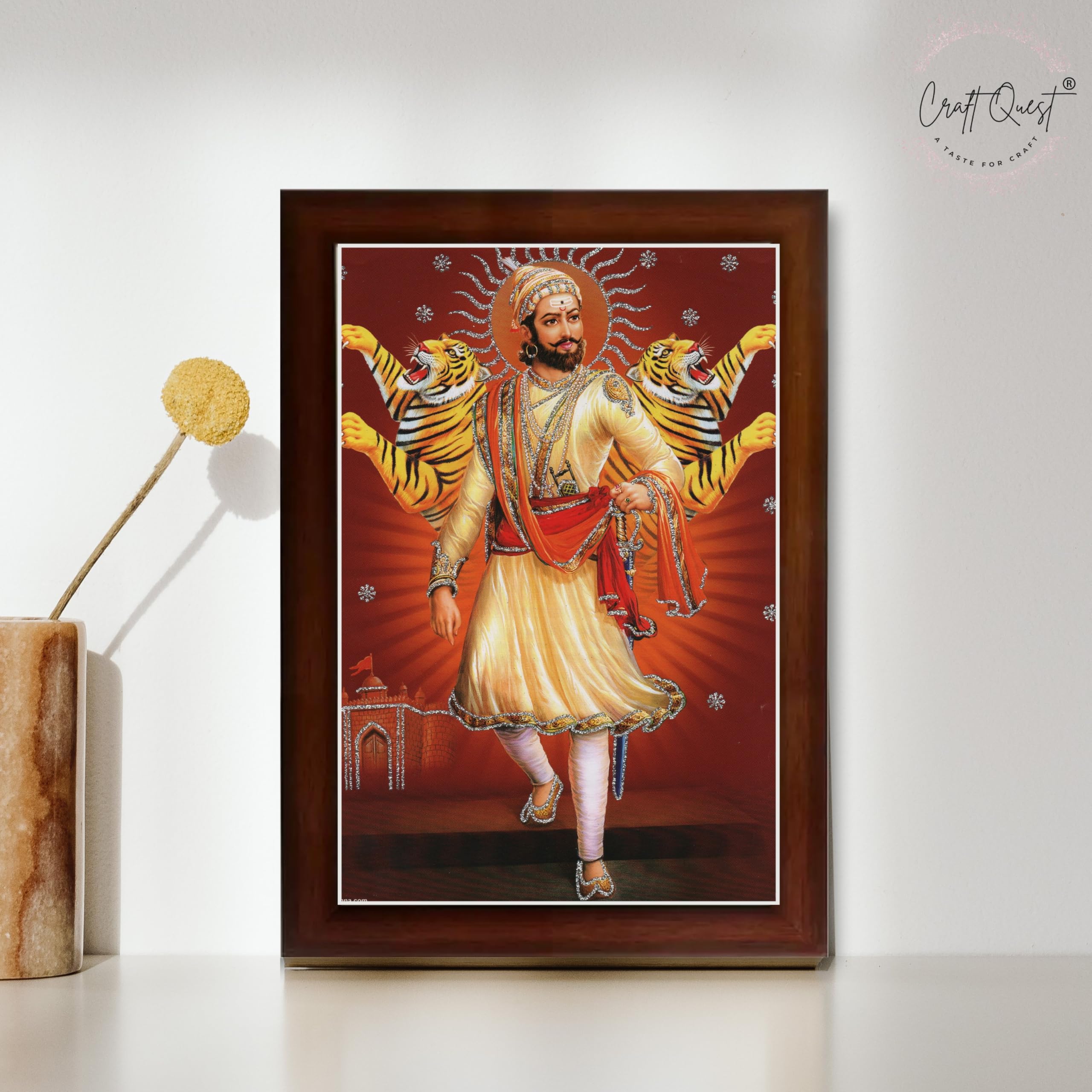 CRAFT QUEST Shivaji Chhatrapati Maharaj Photo Frame | For Living, Pooja Room | Wall Decoration Item | Best Gifting Option