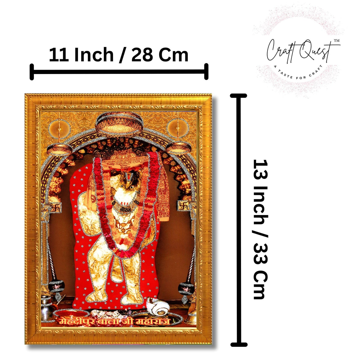 CRAFT QUEST Mehndipur balaji Hanuman | Bajrangbali Religious Photo with frame for Home Decorative Item