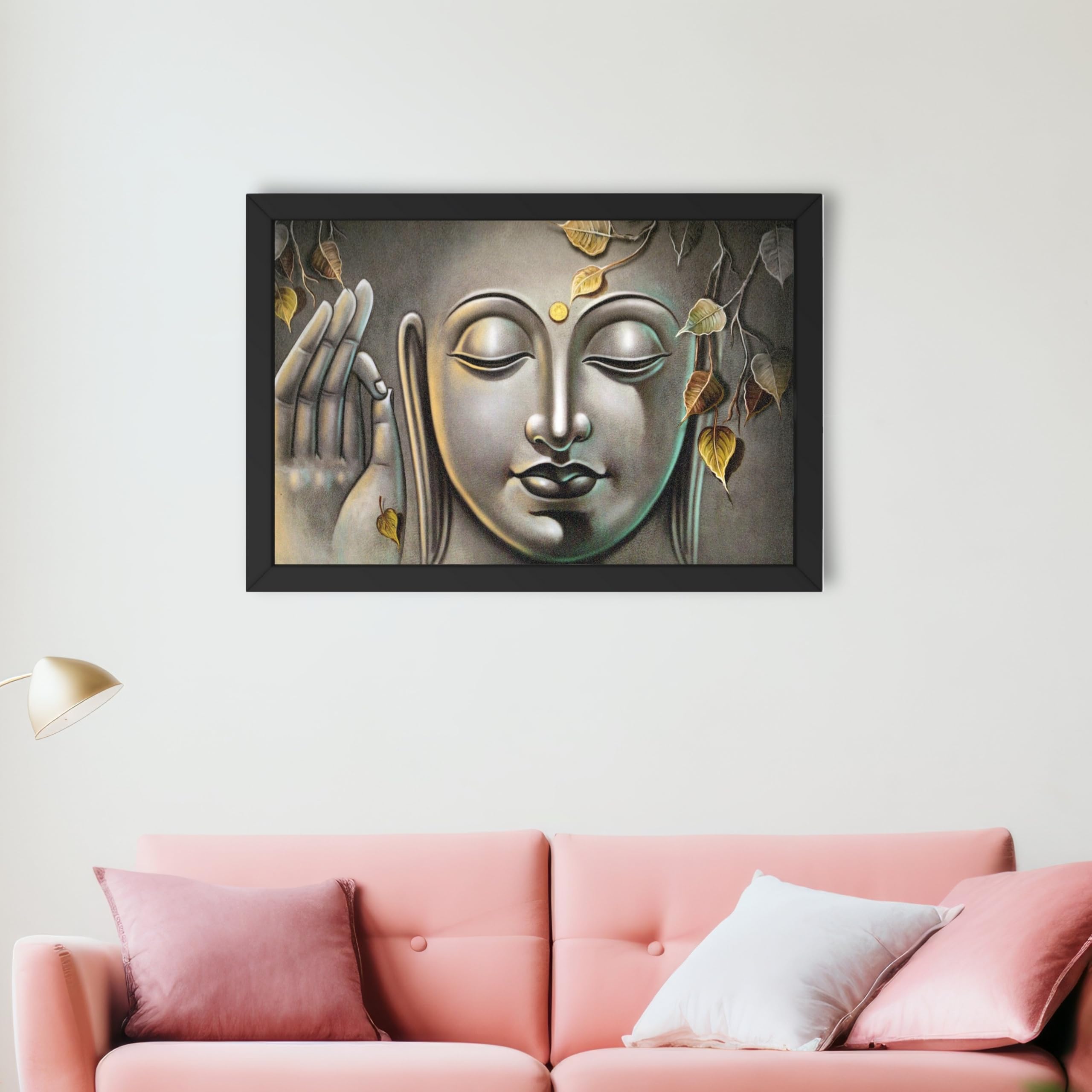 CRAFT QUEST Abstract Wall Art of Meditating Buddha Religious Painting With Frame for Home and Office Décor