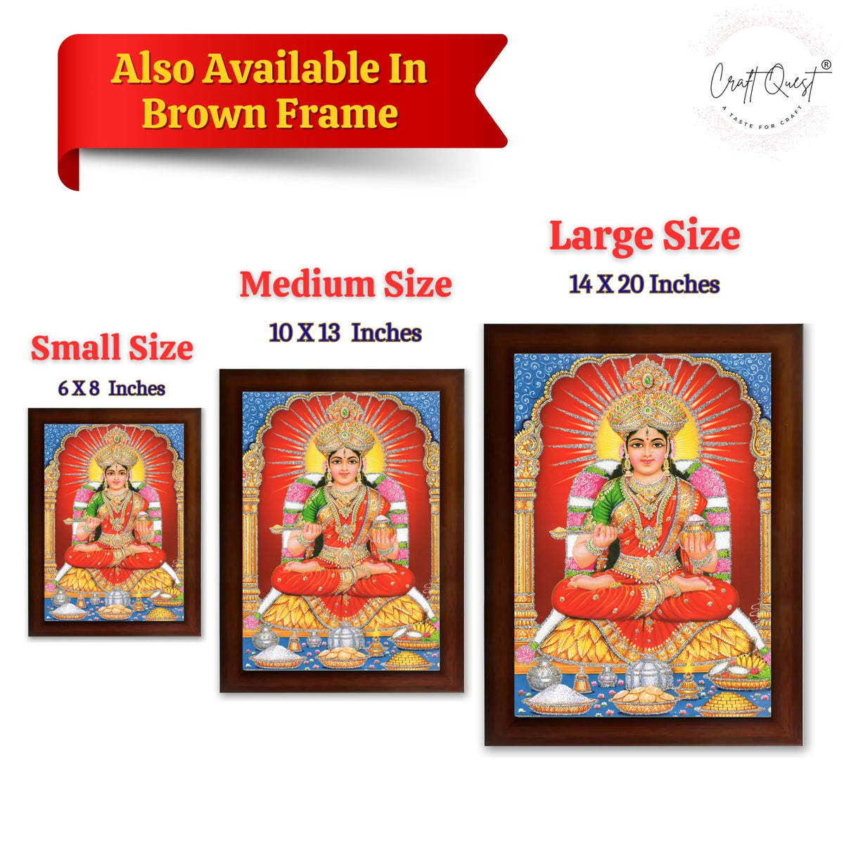 CRAFT QUEST Maa Annapurna devi sitting on throne photo frame with Acrylic glass for Kitchen Worship