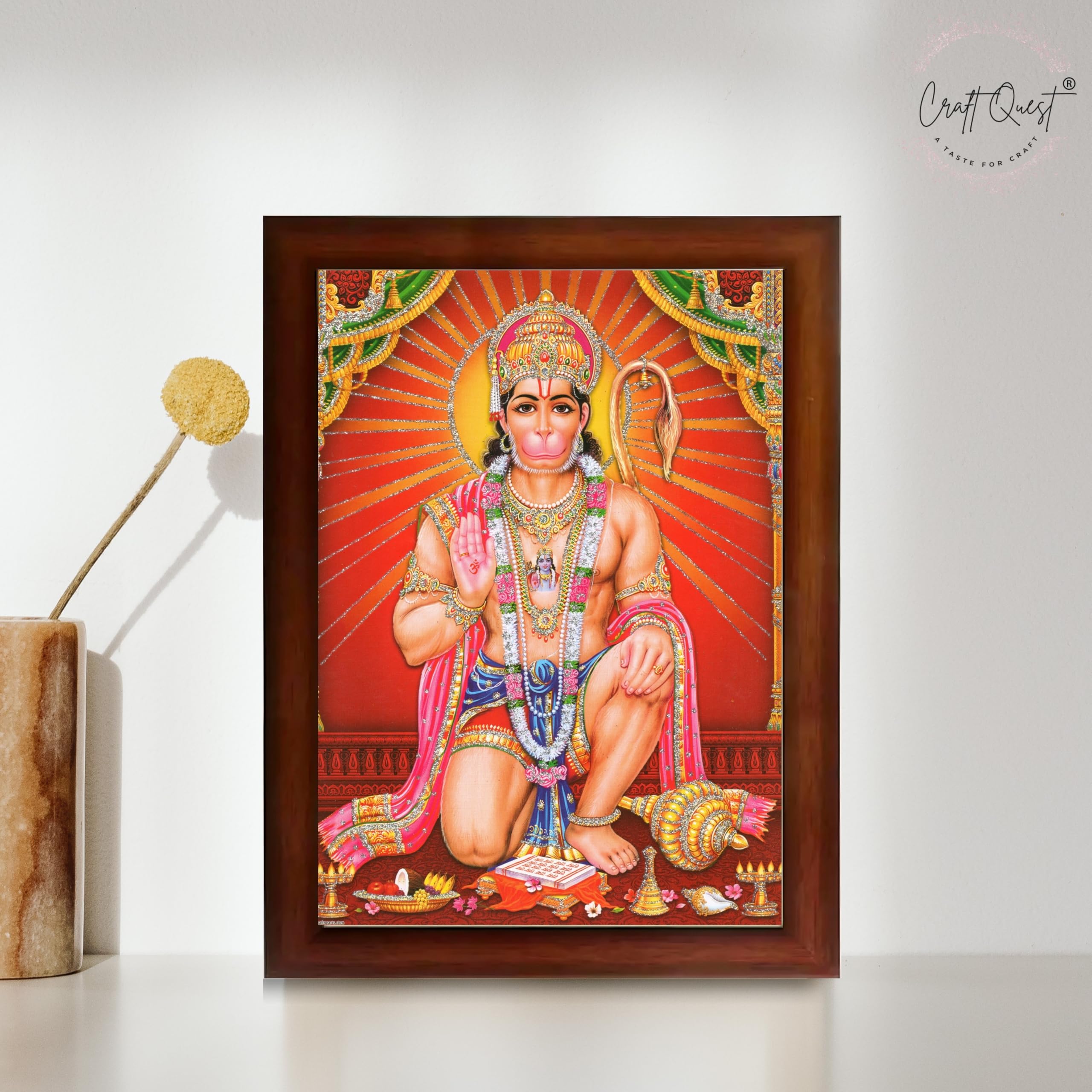 CRAFT QUEST Hanuman JI | Bajrangbali Religious Photo frame Home Decorative Item Synthetic frame
