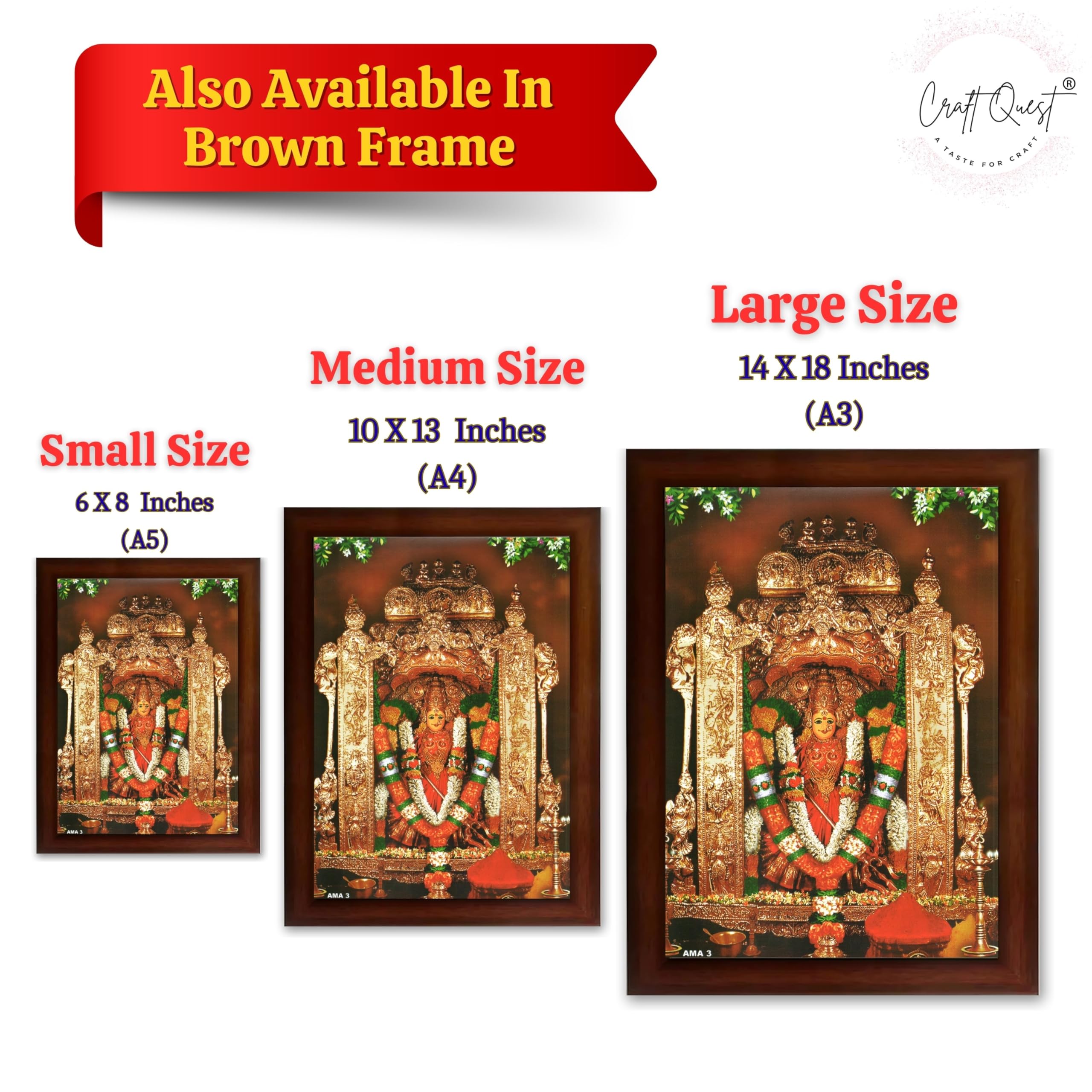 CRAFT QUEST Vijayawada Kanaka Durga Devi Durgamma Wall Photo Frame | South God Frame for Home, Office, Temple & Gifting