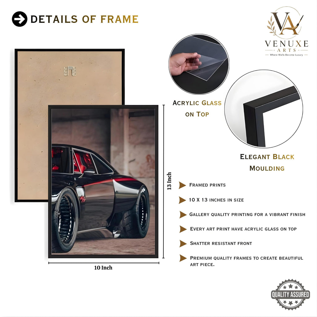 VENUXE ARTS Set Of 3 Big Sports Cars Framed Posters Gift Items for Boys Room Wall Decoration Bedroom Living Room Office Studio Décor | Car Poster Frame for Wall Décor