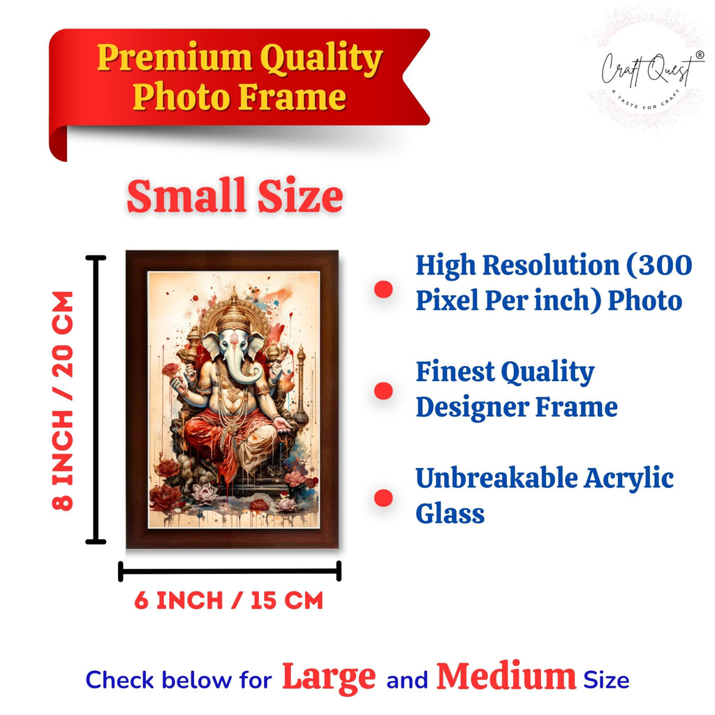 CRAFT QUEST Lord Ganesh Ganpati ji Hanging Wall Painting Framed For Home Décor