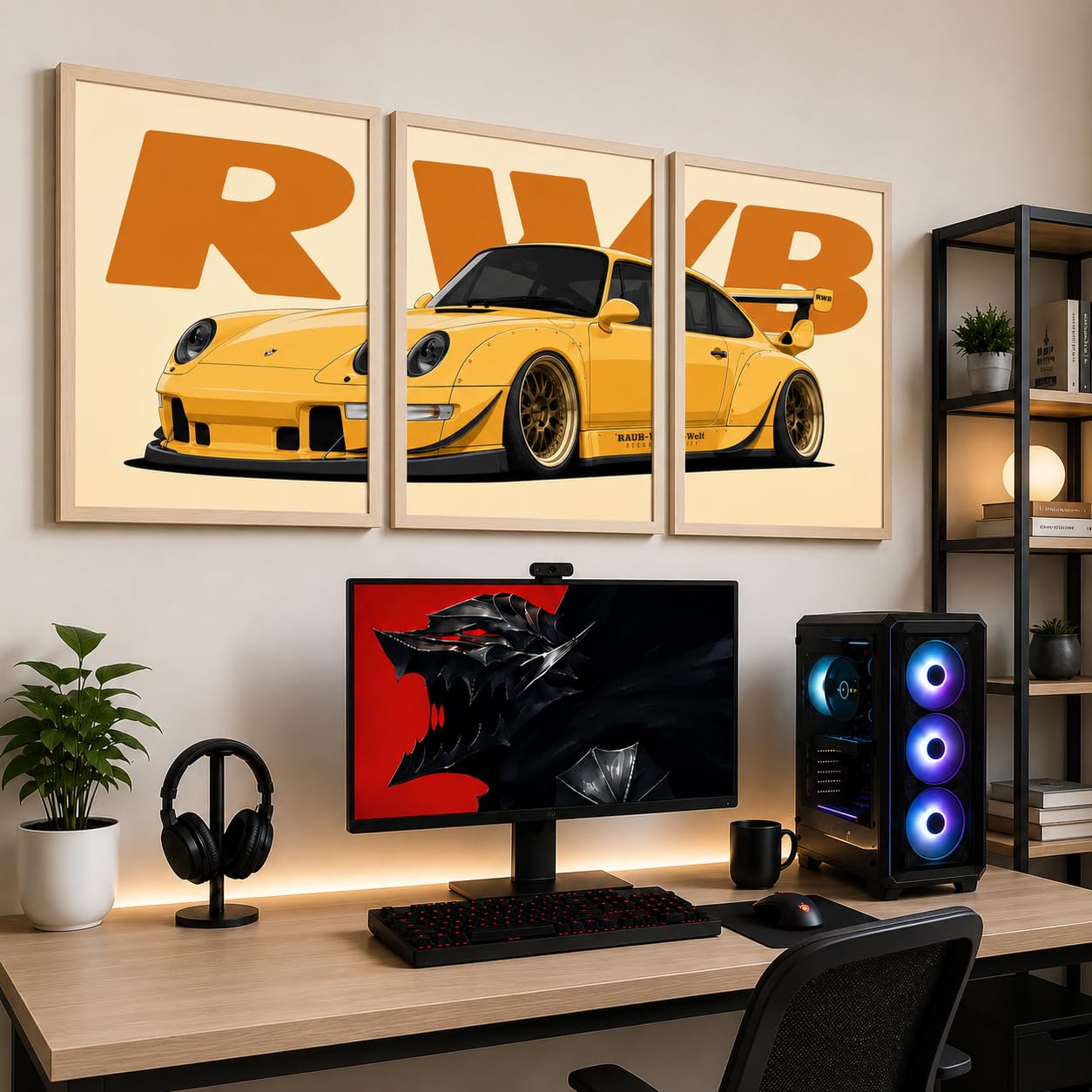 VENUXE ARTS Set Of 3 Big Sports Cars Framed Posters Gift Items for Boys Room Wall Decoration Bedroom Living Room Office Studio Décor | Car Poster Frame for Wall Décor