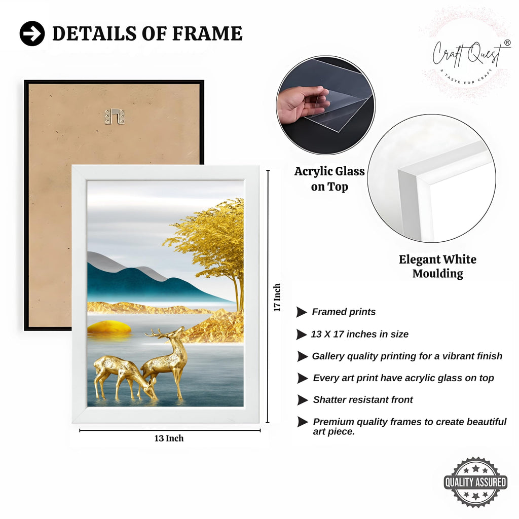 CRAFT QUEST Modern Art Landscapes Sanlian Abstract Wall Art | Set of 3 Frames for Home Decoration | Ideal for Living Room, Bedroom & Offices