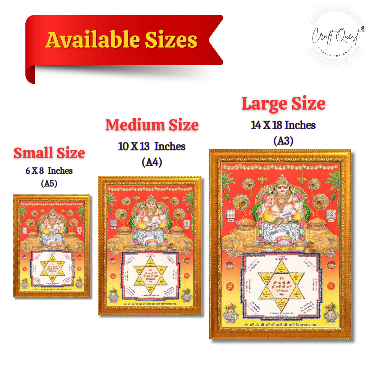 CRAFT QUEST Lord Kubera Swamy Bhagwan Kuber Kubera Wall Painting Framed Home Decor, Religious Photo Frame, Wall Decoration Item