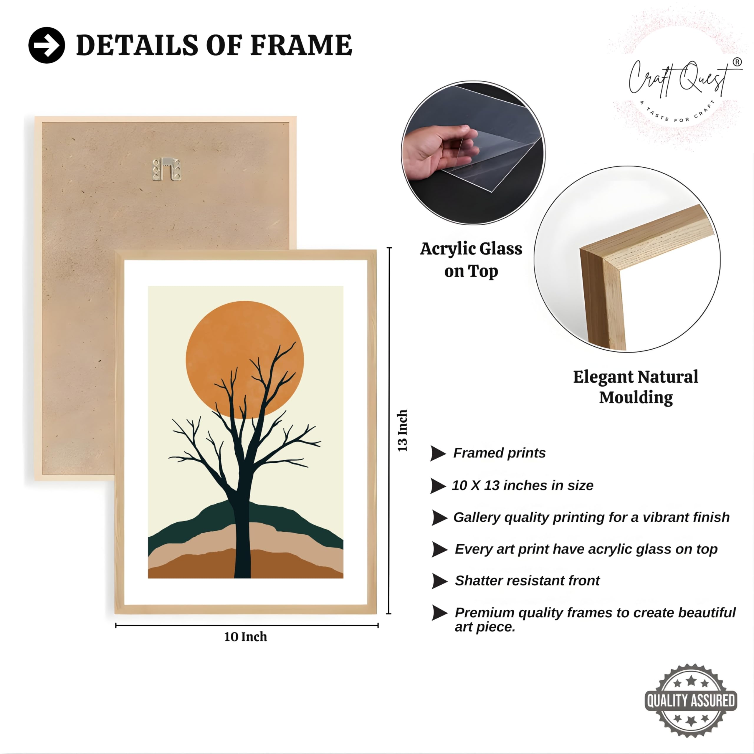CRAFT QUEST SET OF 3 Modern Abstract Landscape Art | Set of 3 Frames for Home Decoration | Ideal for Living Room, Bedroom & Offices