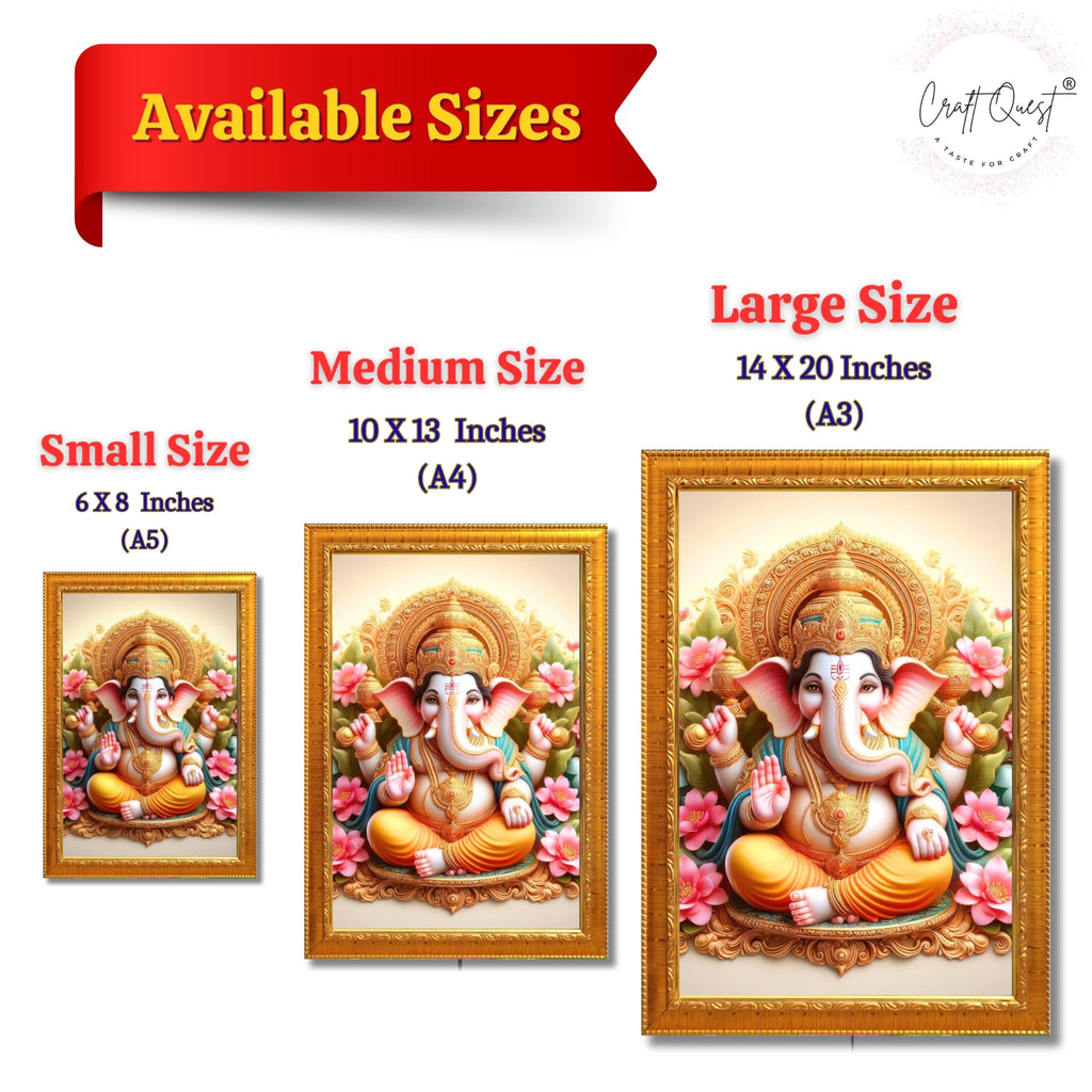 CRAFT QUEST Lord Ganesha Ganpati ji Abstract Modern Wall Painting With Frame For Home and Pooja,Office Décor Items