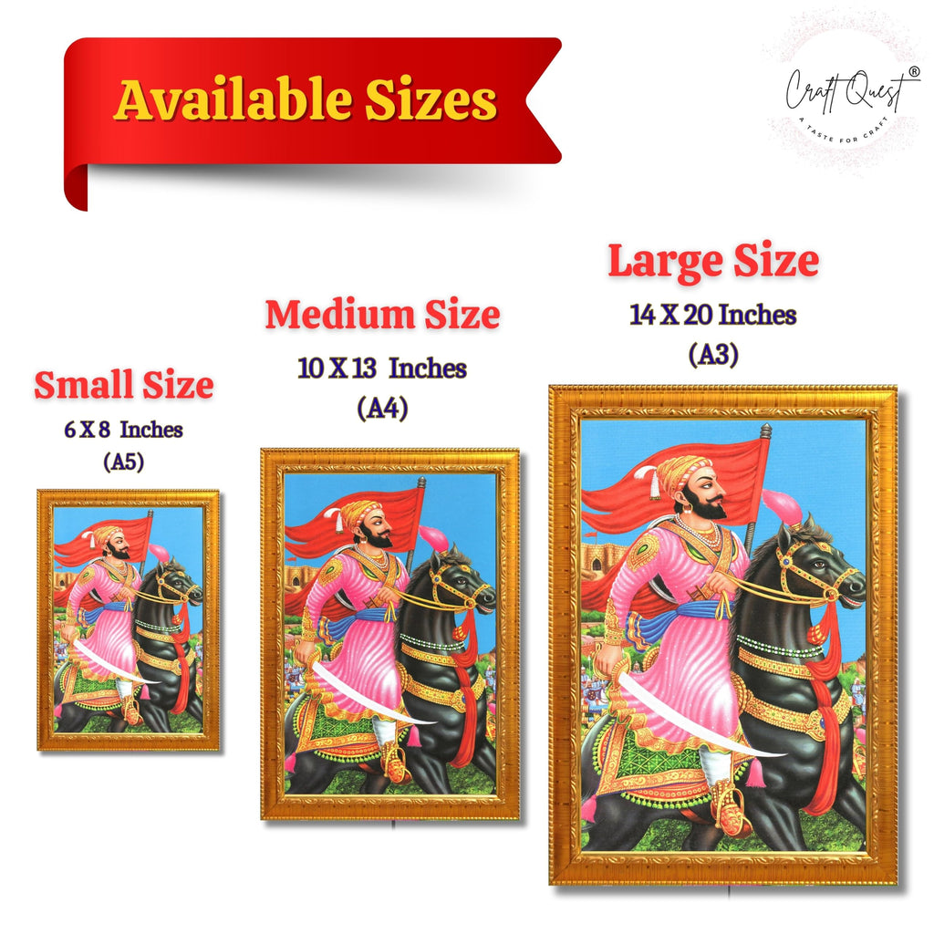 CRAFT QUEST Chattrapati Shivaji Maharaj Wall Painting With Acrylic Sheet | For Living, Pooja Room | Home Decoration Item | Best Gifting Option