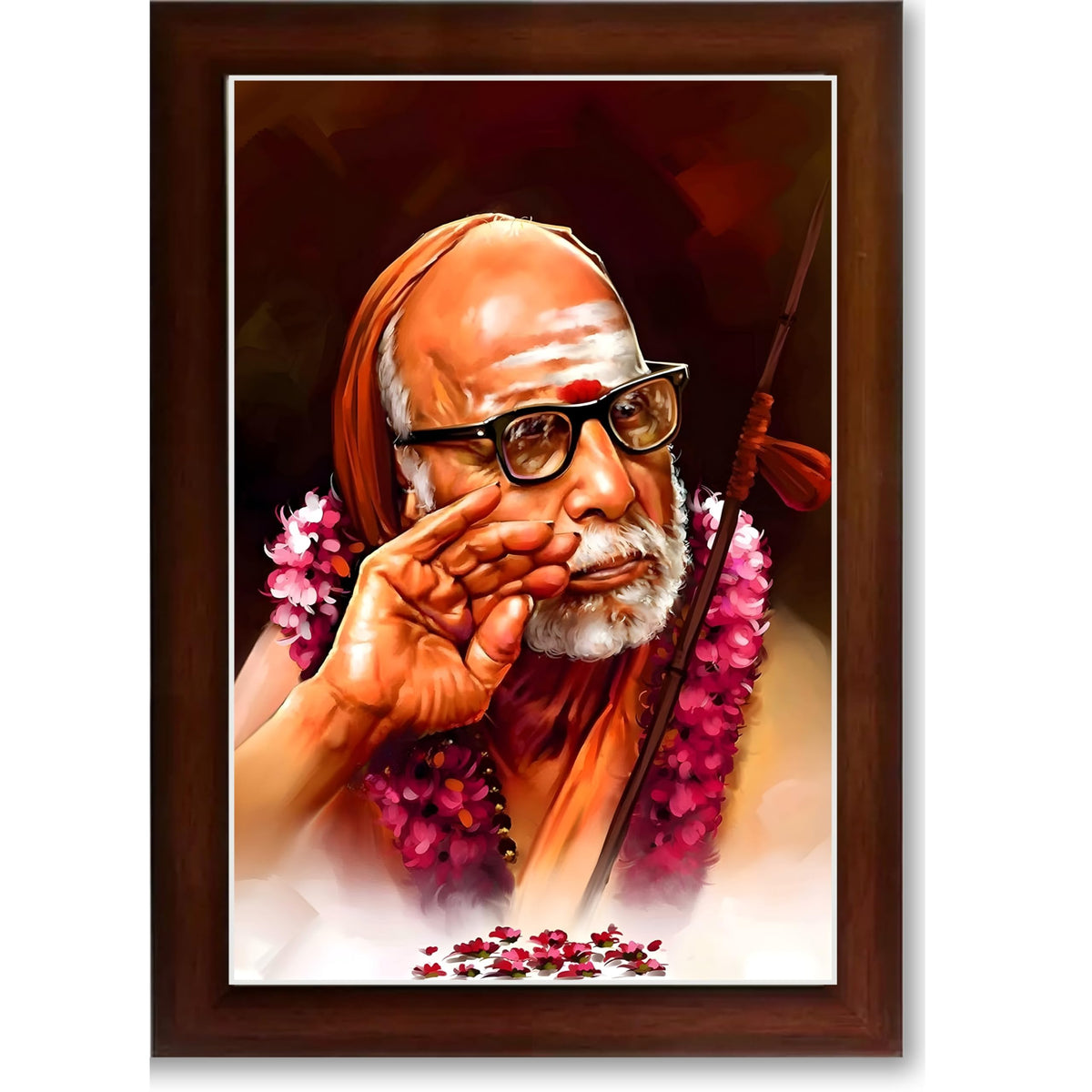 CRAFT QUEST Kanchi Maha Periyava Periyavar Periyar Kanji Wall Painting Framed Home Décor