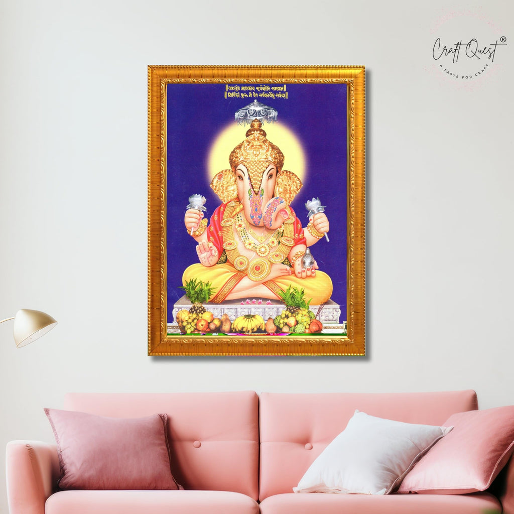 CRAFT QUEST Lord Shree Ganesh Ganpati ji Modern Wall Painting With Frame For Home and Office Decor