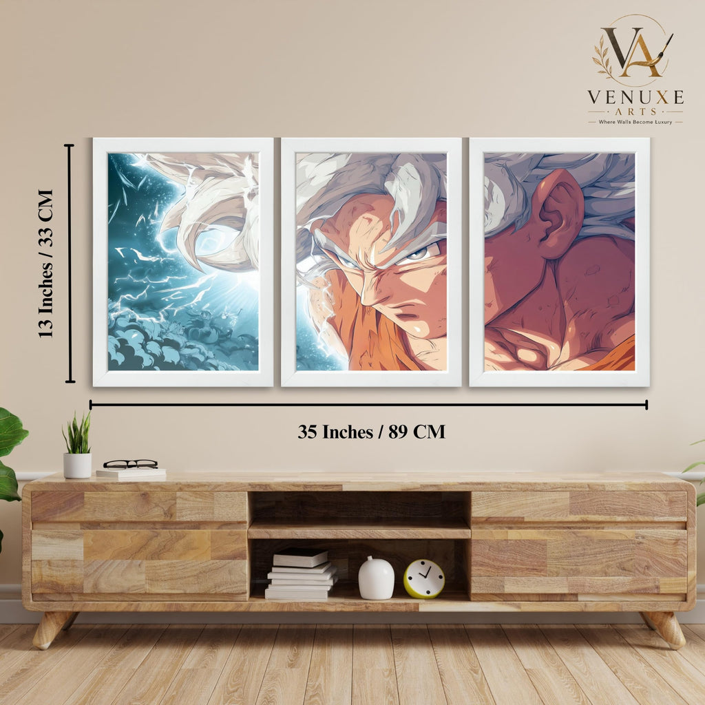 VENUXE ARTS Set Of 3 Anime Characters Wall Framed |Anime Characters Framed Poster for Living Room Bedroom Gaming Room Studio Wall Decor